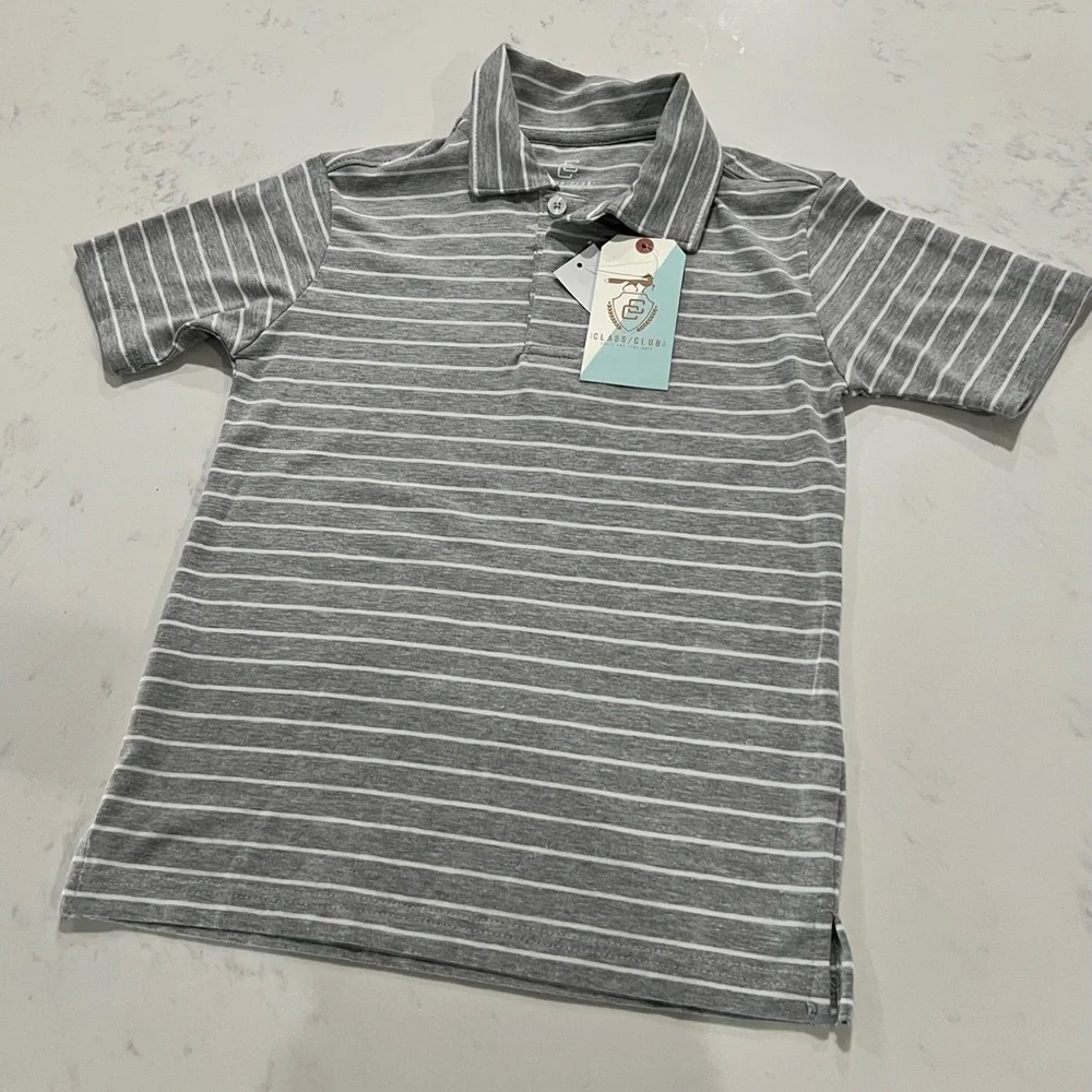 Class club  Charcoal and White Polo Shirt